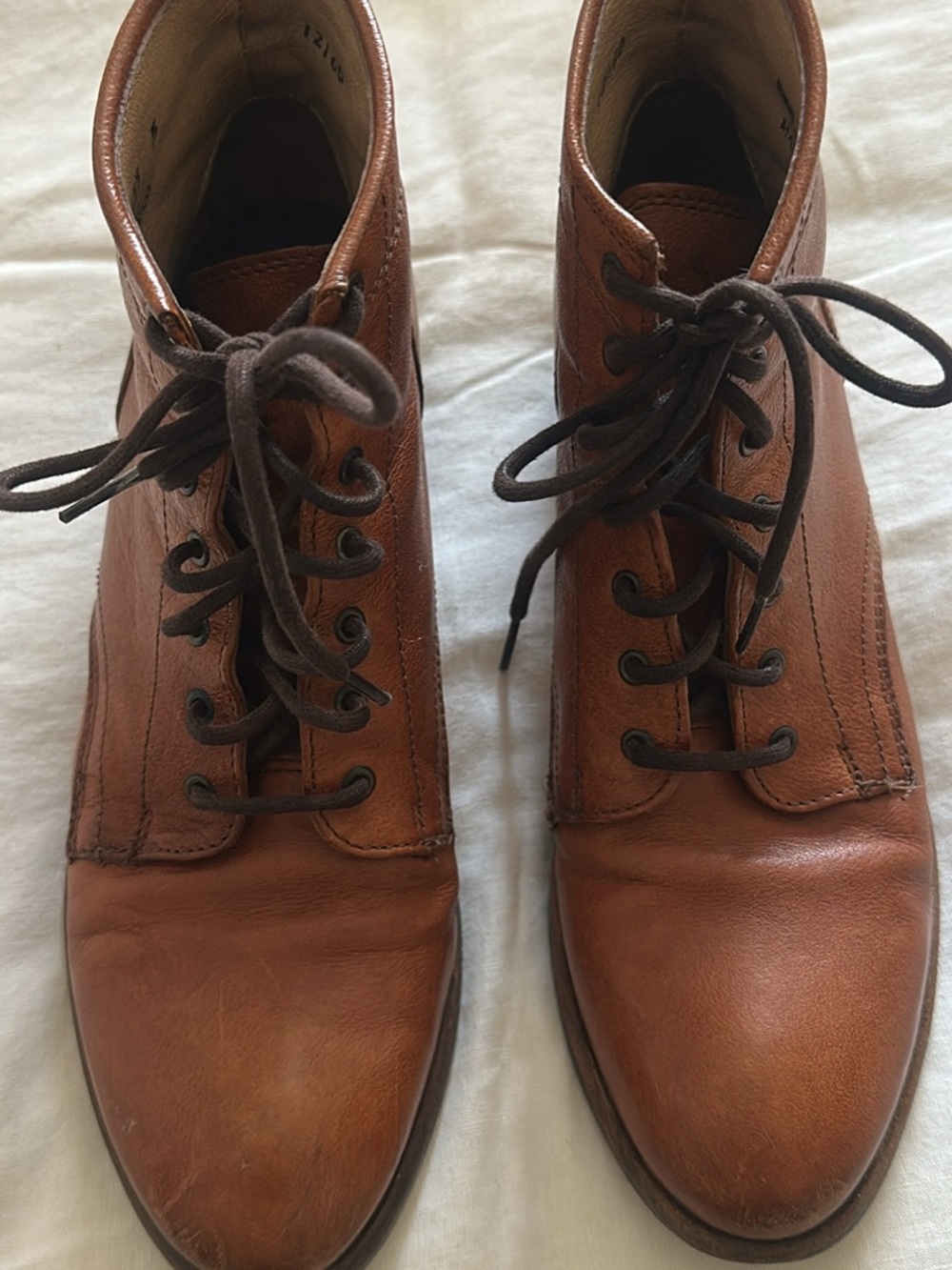 Frye Brown Leather Lace-Up Ankle Booties